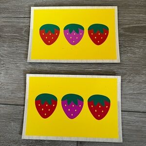 Two Yellow Strawberry Retro Summer Boho Chic Magnets